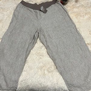 J-Jill Women's Size 1X Love Linen Crop Pants  Elastic Waist Pockets,New.